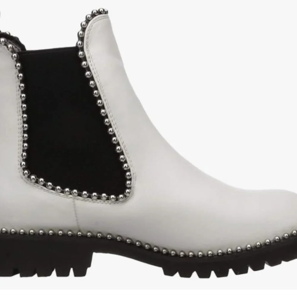 Seven Dials Shelley White Studded Chelsea Boots Size 9